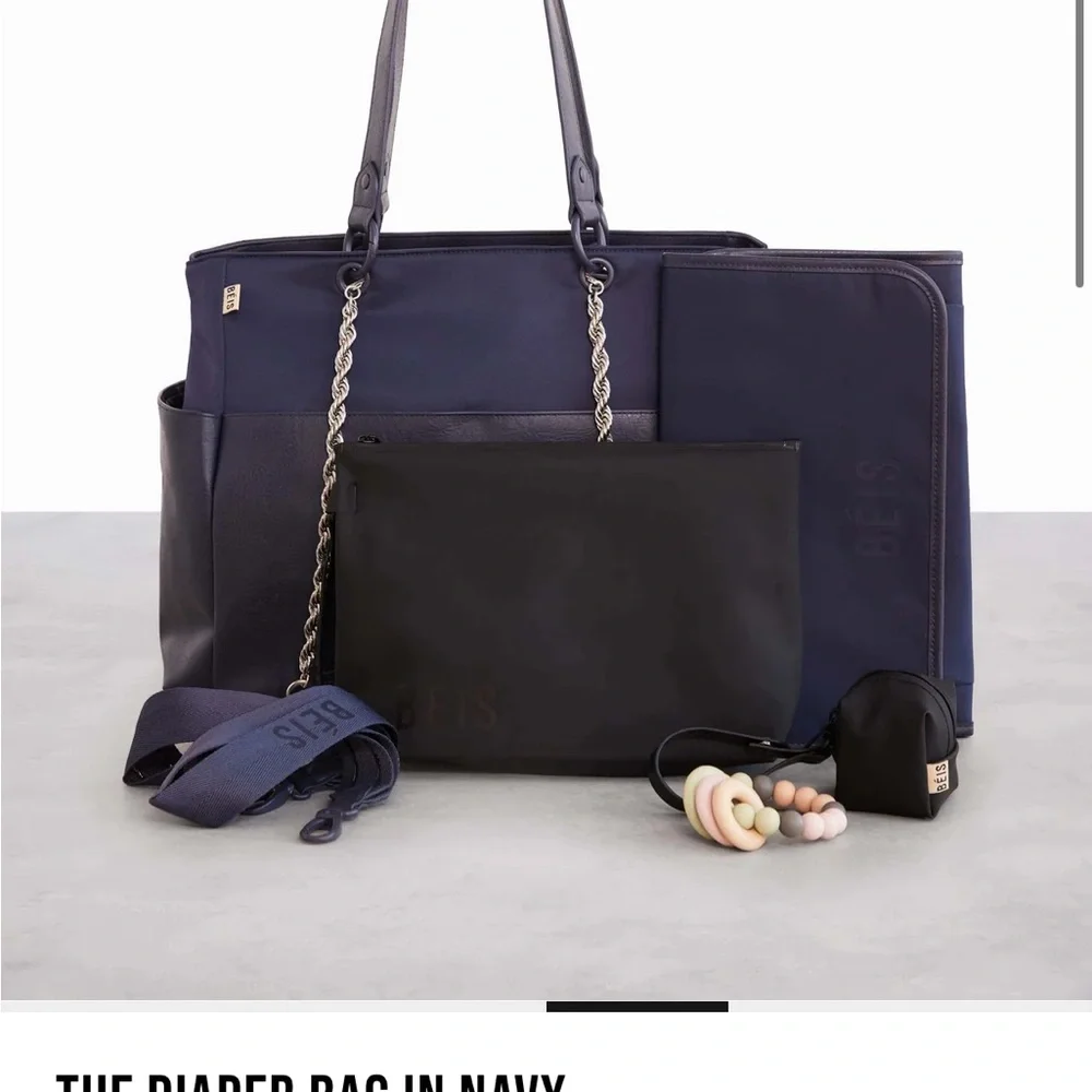 BEIS Black and Tan Convertible Tote with Straps